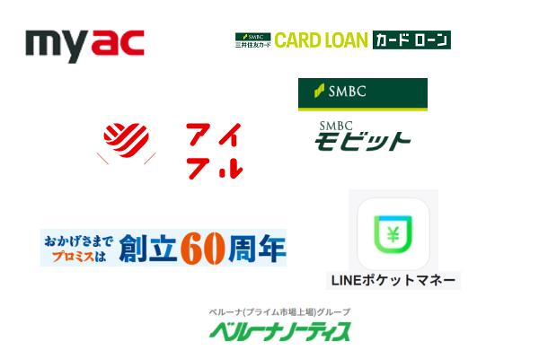 消費者金融各社のロゴの画像